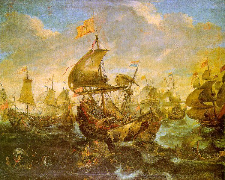 Andries van Eertvelt The Battle of the Spanish Fleet with Dutch Ships in May 1573 During the Siege of Haarlem Sweden oil painting art